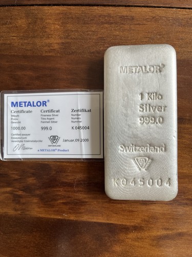 Metalor 1kilo fine silver - 1kilo, bar